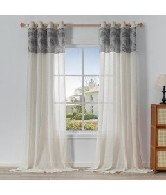 Zasłony na Przelotkach 2 Sztuki Boho Półprzezroczyste 260x140 cm Beżowe