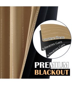 TOPICK Zasłony Zaciemniające Termiczne z Przelotkami 132x245 cm Musztardowe