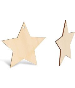 Drewniane Gwiazdki Bożonarodzeniowe z Zawieszkami 36 Sztuk Do Malowania