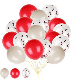 Zestaw 60 Balonów 30 cm Dekoracja na Urodziny i Imprezy Czerwone i Białe