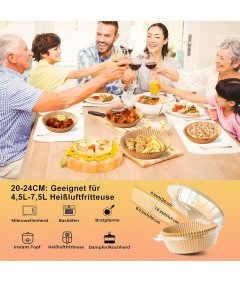 Ctizne Vložki za Air Fryer 200x Papir za Fritezo na Vroč Zrak 20–24 cm