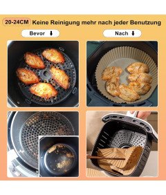 Ctizne Vložki za Air Fryer 200x Papir za Fritezo na Vroč Zrak 20–24 cm