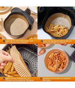 Ctizne Vložki za Air Fryer 200x Papir za Fritezo na Vroč Zrak 20–24 cm