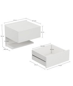 ComfortCove Viseča Nočna Omarica 35x30x31,6 cm Lesena Bela