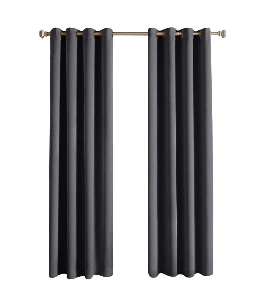 Set 2 Termo zatemnitvene zavese z obročki 245 x 140 cm sive