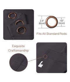 Set 2 Termo zatemnitvene zavese z obročki 245 x 140 cm sive