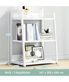 IOTXY Biała Półka na Książki 3 Poziomy Regał Szafka 50x30x69 cm Biały