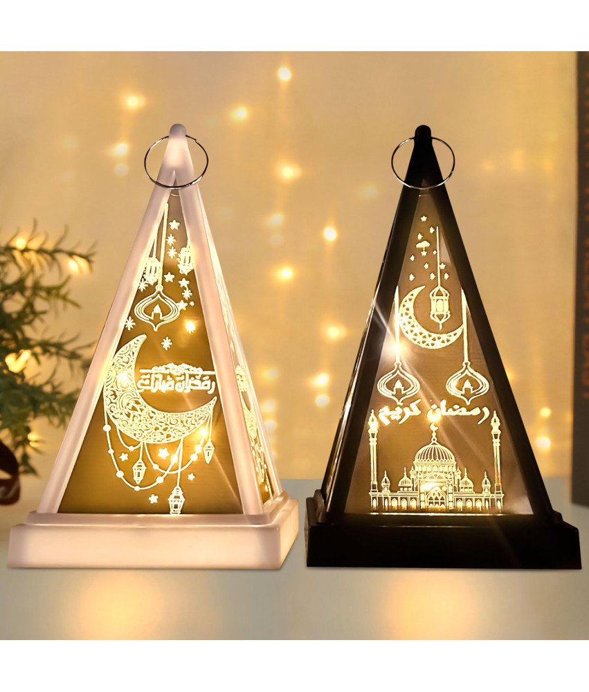 Latarnie Dekoracyjne Ramadan LED Mubarak EID 2 Sztuki Czarna Biała