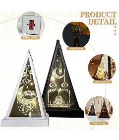Latarnie Dekoracyjne Ramadan LED Mubarak EID 2 Sztuki Czarna Biała