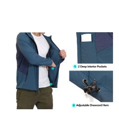 Mapamyumco Kurtka Męska Lekka do Biegania z Kapturem Niebieska Rozmiar S