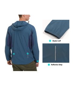 Mapamyumco Kurtka Męska Lekka do Biegania z Kapturem Niebieska Rozmiar S