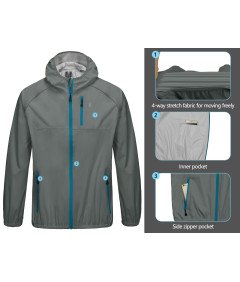 Little Donkey Andy Moška vetrovka za tek, odporna proti vetru, siva, XXL