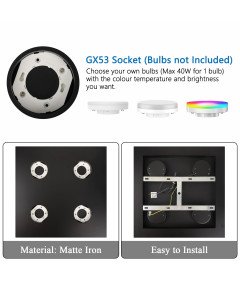 Klighten Lampa Sufitowa Nowoczesna Kwadratowa 4 Reflektory GX53 40x40 cm