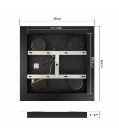 Klighten Lampa Sufitowa Nowoczesna Kwadratowa 4 Reflektory GX53 40x40 cm