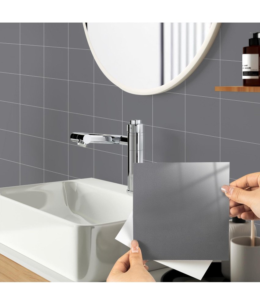 Samolepilne vinilne stenske ploščice vodoodporne 15 x 15 cm sive 24 kosov