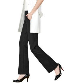Tapata Ženske hlače na zvon, elegantne, srednje visoke, črne, dolžina 74 cm, S
