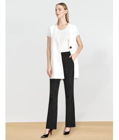 Tapata Ženske hlače na zvon, elegantne, srednje visoke, črne, dolžina 74 cm, S
