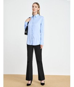 Tapata Ženske hlače na zvon, elegantne, srednje visoke, črne, dolžina 74 cm, S