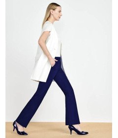 Tapata Ženske hlače na zvonec, elegantne, temno modre, dolžina 74 cm, M