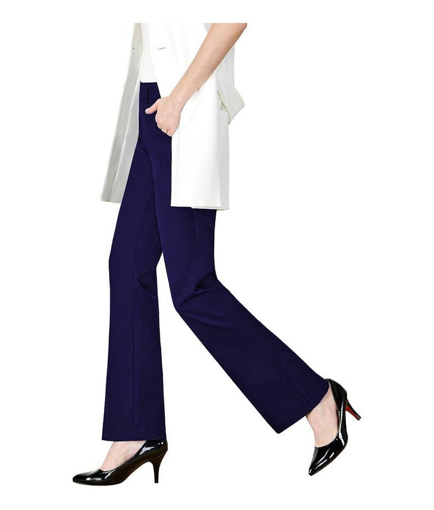 Tapata Ženske hlače na zvonec, elegantne, temno modre, dolžina 79 cm, M