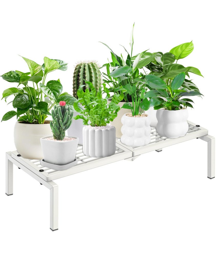 Gouisalin Kovinsko Stojalo za Rastline za Notranje in Zunanje Prostore 40x84x20,5 cm Belo