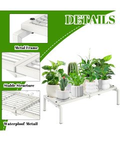 Gouisalin Kovinsko Stojalo za Rastline za Notranje in Zunanje Prostore 40x84x20,5 cm Belo