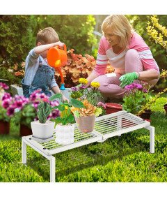 Gouisalin Kovinsko Stojalo za Rastline za Notranje in Zunanje Prostore 40x84x20,5 cm Belo