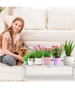 Gouisalin Kovinsko Stojalo za Rastline za Notranje in Zunanje Prostore 40x84x20,5 cm Belo