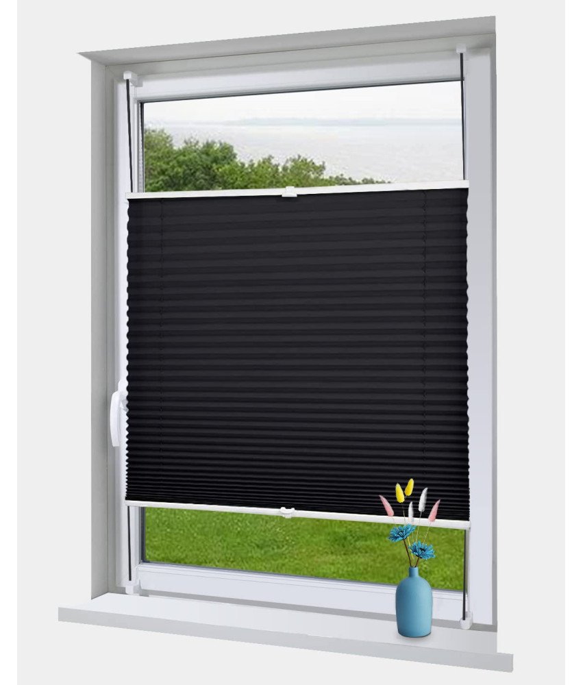 OBdeco Plise zavesa 110x130 cm Prosojna Brez Vrtanja Črna