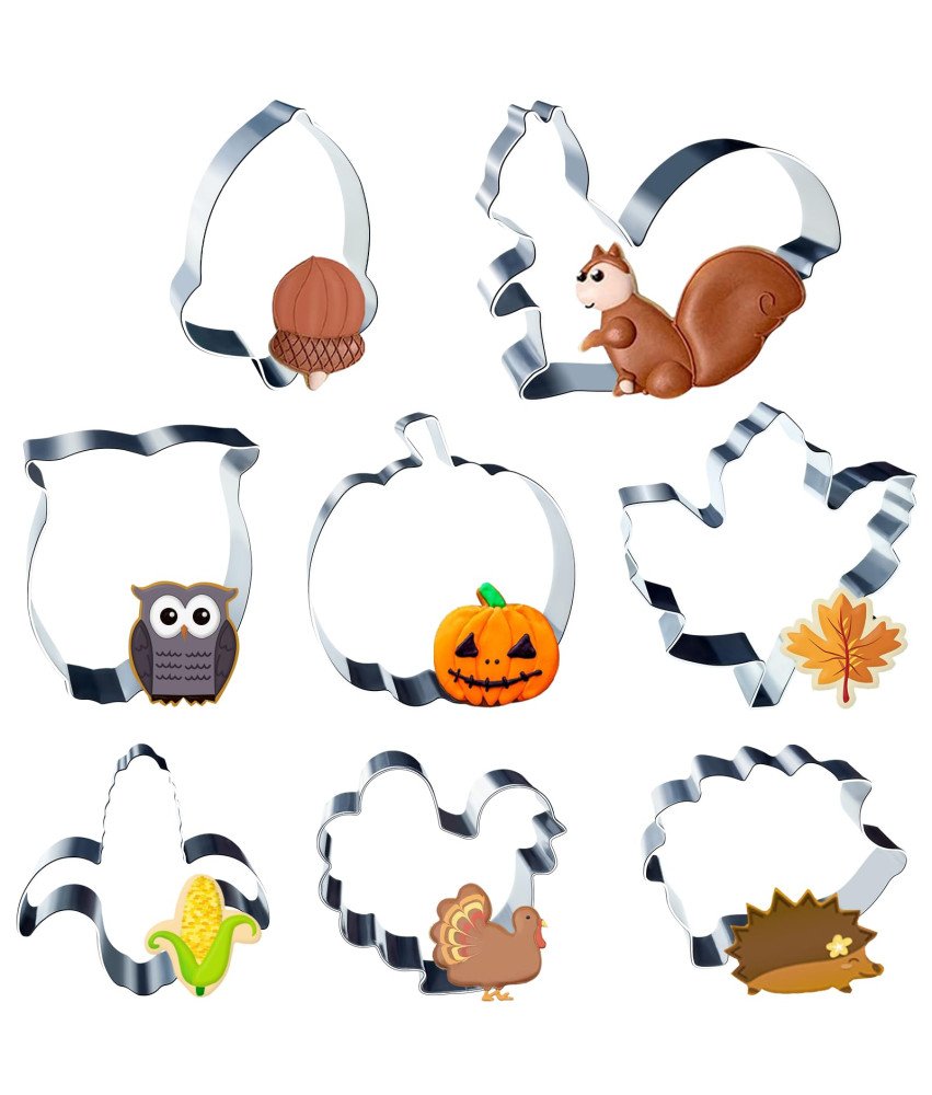Jesenski modelčki za piškote 8 kosov Buča List Veverica Jež in drugi