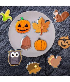 Jesenski modelčki za piškote 8 kosov Buča List Veverica Jež in drugi