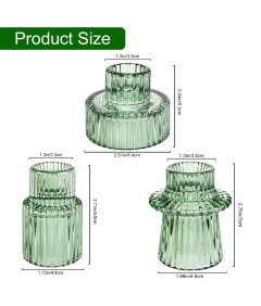 Set 3 steklenih svečnikov zelenih v Boho stilu Tealight dvostranski