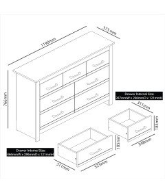 Komoda 7 Predalov Omarica za Spalnico Moderna 119x37x76,5 cm Svetlo siva