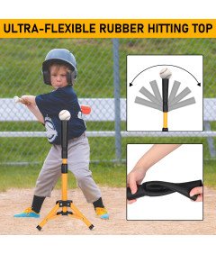 Nastavljivo stojalo za baseball, darilo za trening za otroke, rumena palica Tee