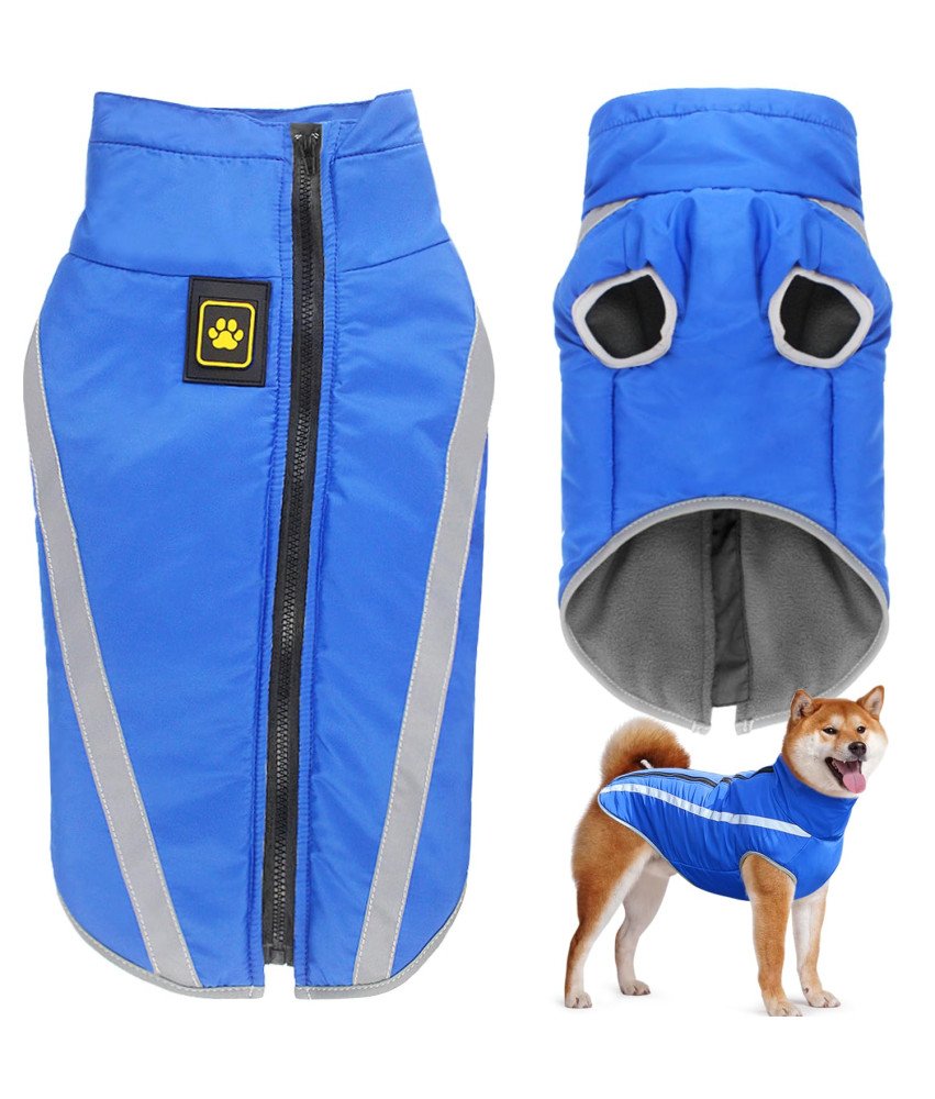 Kurtka Zimowa Dla Psa Wodoodporna Wiatroszczelna Polarowa Niebieska 2XL