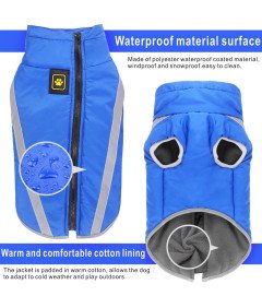 Kurtka Zimowa Dla Psa Wodoodporna Wiatroszczelna Polarowa Niebieska 2XL