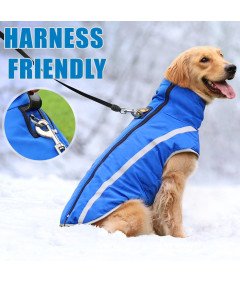 Kurtka Zimowa Dla Psa Wodoodporna Wiatroszczelna Polarowa Niebieska 2XL