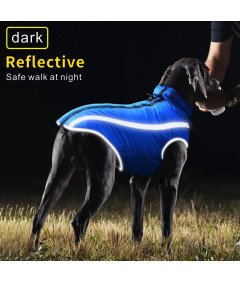 Kurtka Zimowa Dla Psa Wodoodporna Wiatroszczelna Polarowa Niebieska 2XL