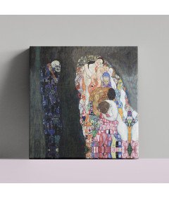 Slika Gustav Klimt Življenje in smrt Natis na platnu 40x40 cm Okvir 3 cm