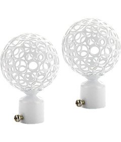 Zakończenia Karniszy Ozdobne Metalowe Vintage Wydrążony Wzór 28 mm Białe