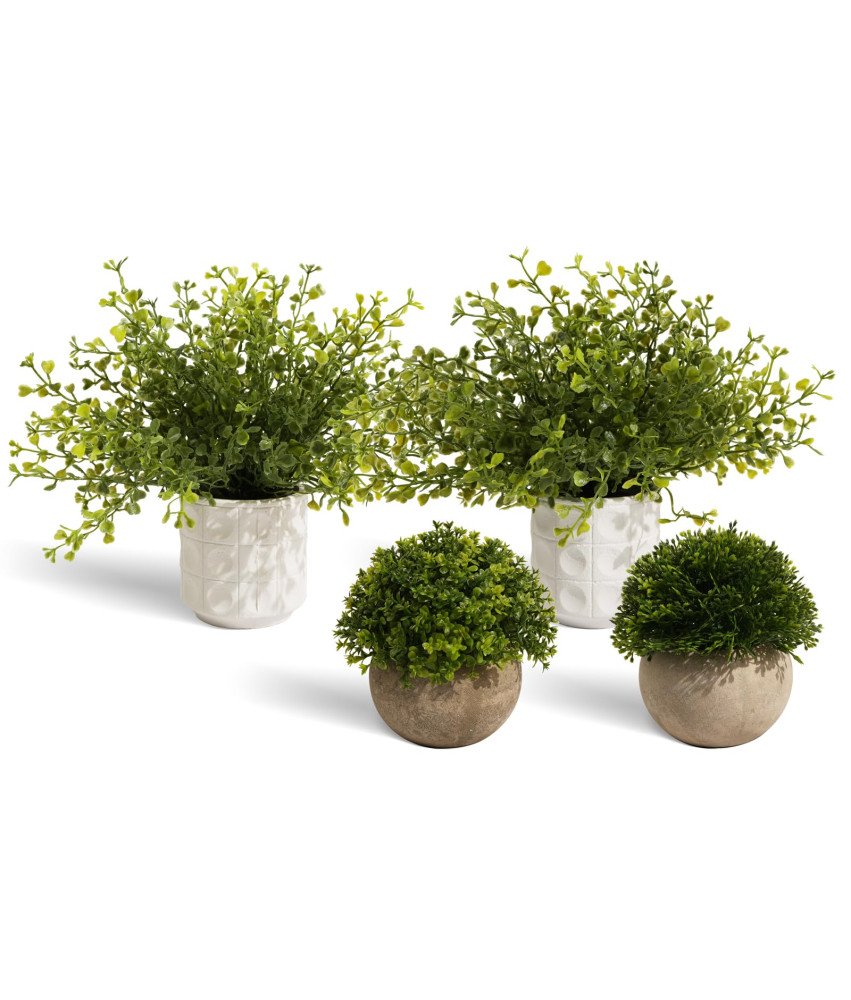 Sztuczne Rośliny 4 Szt w Doniczkach Dekoracje do Wnętrz Realistyczne Liście