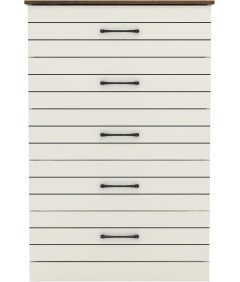 Galano Komoda z 5 Szufladami Szafa Biała Blat w Kolorze Dębu 120x40x80 cm