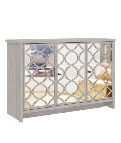 Galano Szafa z Lustrem Szafka 3 Drzwi Komoda 116x78x40 cm Kredens Szary Dąb