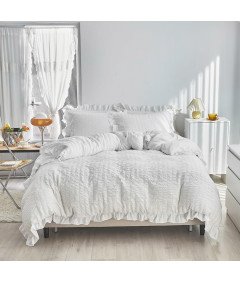 Komplet Pościeli Poszewki na Kołdrę 2x 135x200cm Poduszki 2x 80x80cm Białe