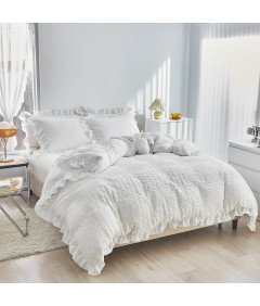 Komplet Pościeli Poszewki na Kołdrę 2x 135x200cm Poduszki 2x 80x80cm Białe