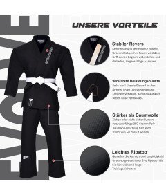 Starpro Otroški Kimono GI za brazilski jiu-jitsu črn C1