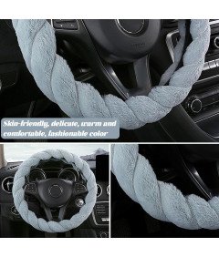 Plišast pokrov za volan, nedrseč, mehak, 37-39 cm, moder