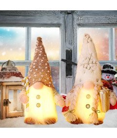 Zestaw Świątecznych Krasnali LED 3 Sztuki Pluszowe Figury z Oświetleniem