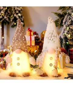 Zestaw Świątecznych Krasnali LED 3 Sztuki Pluszowe Figury z Oświetleniem