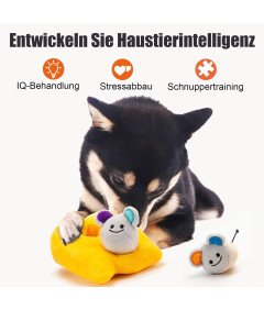 Zabawka Interaktywna dla Psa Mysz i Ser 2w1 Dla Szczeniaków z Piszczałką